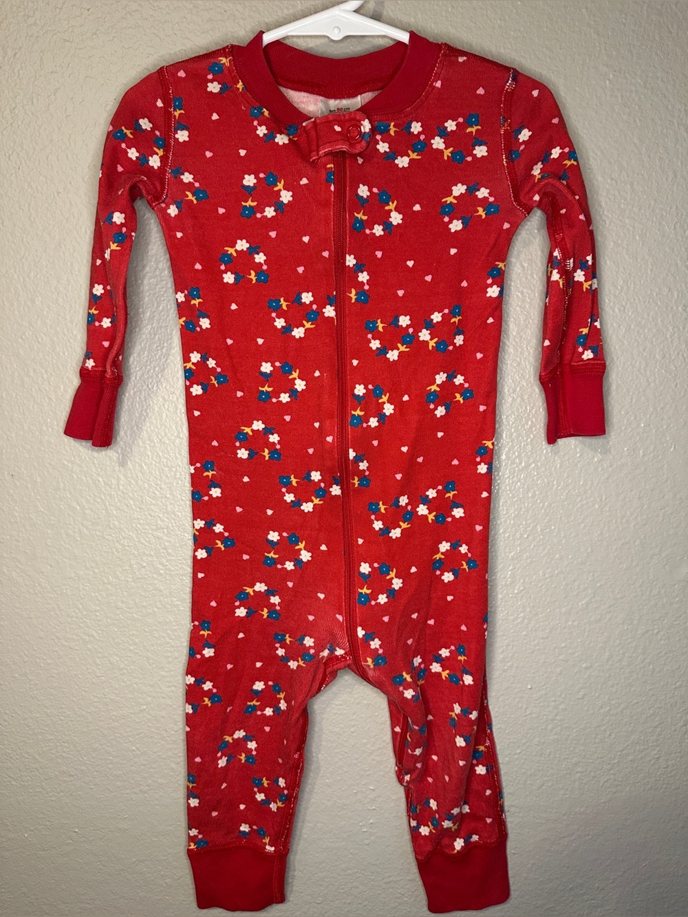 Hanna Andersson size 18-24m organic cotton pjs in red with dainty flowers